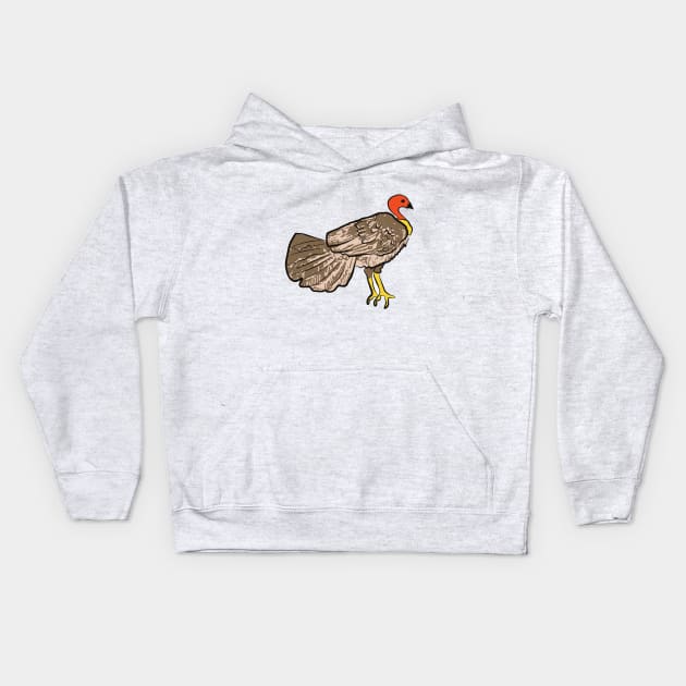 Australian Native Scrub Turkey Kids Hoodie by annaleebeer